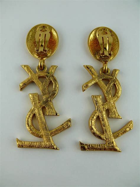 vintage ysl logo earrings|ysl earrings net a porter.